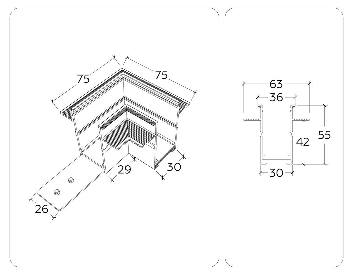 фото коннектор l-образный встраиваемый ambrella light track system magnetic 220v gl1040 | 220svet.ru