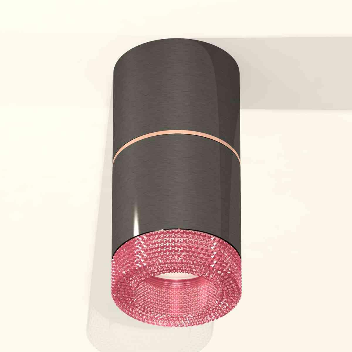 фото комплект накладного светильника ambrella light techno spot xs7403102 dch/pi черный хром/розовый (c7403, a2073, c7403, n7193) | 220svet.ru