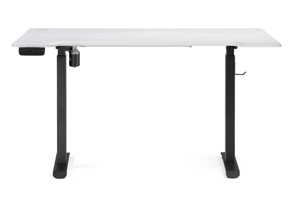 фото компьютерный стол woodville маркос с механизмом подъема белая шагрень / черный 578406 | 220svet.ru