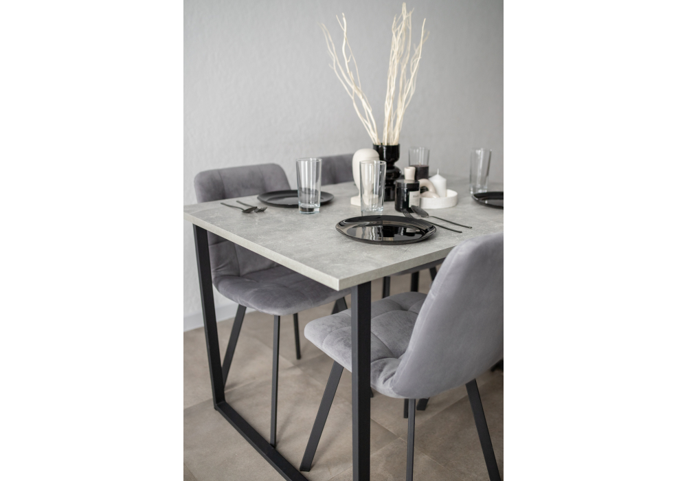 фото стол деревянный woodville лиман 120х80 бетон светлый / черный матовый 615153 | 220svet.ru