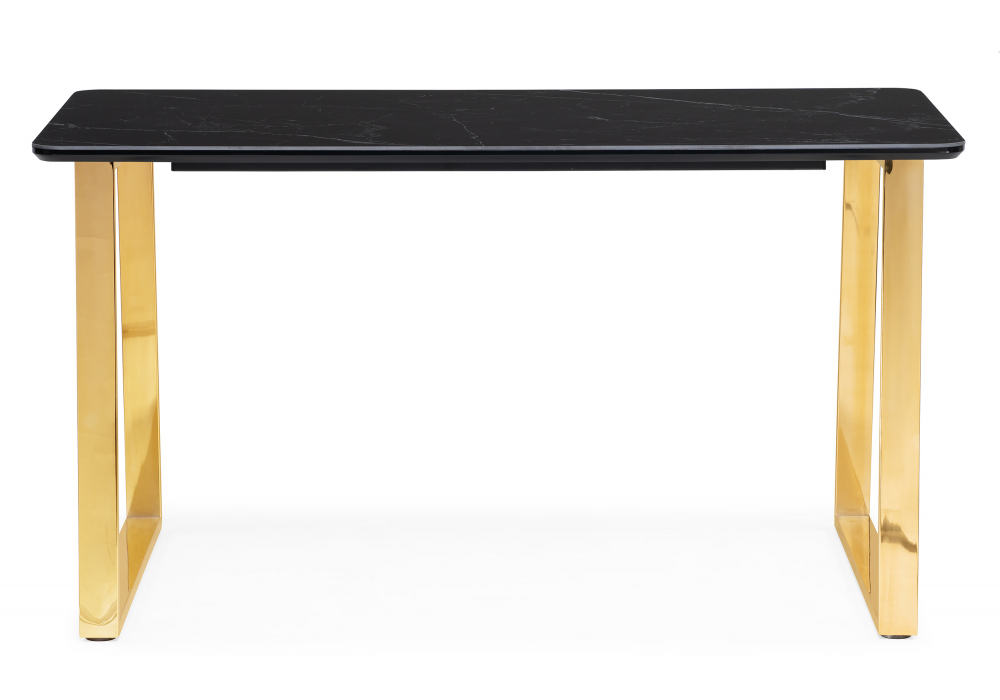фото керамический стол woodville селена 2 140х80 черный мрамор / золотой 606404 | 220svet.ru