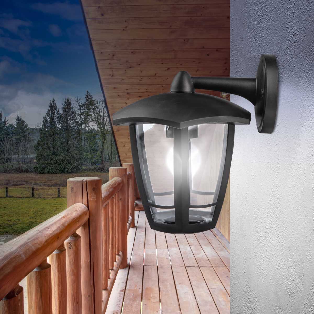 фото садово-парковый светильник эра «дели 3» нбу 07-40-004 черный 6-гранный настенный ip44 е27 max 60вт б0051188 | 220svet.ru