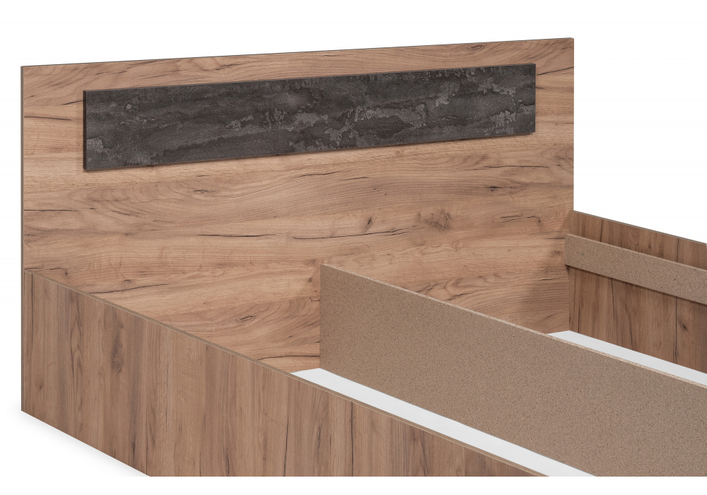 фото двуспальная кровать woodville taika дуб золотой / камень темный 499623 160х200 | 220svet.ru