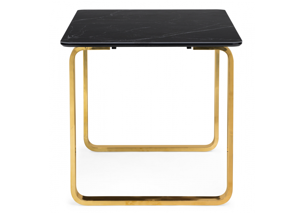 фото керамический стол woodville селена 4 140х80 черный мрамор / золото 606406 | 220svet.ru