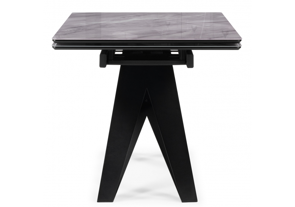 фото стол стеклянный раскладной woodville блэкберн 140(200)х80 кристл серый мрамор 625937 | 220svet.ru