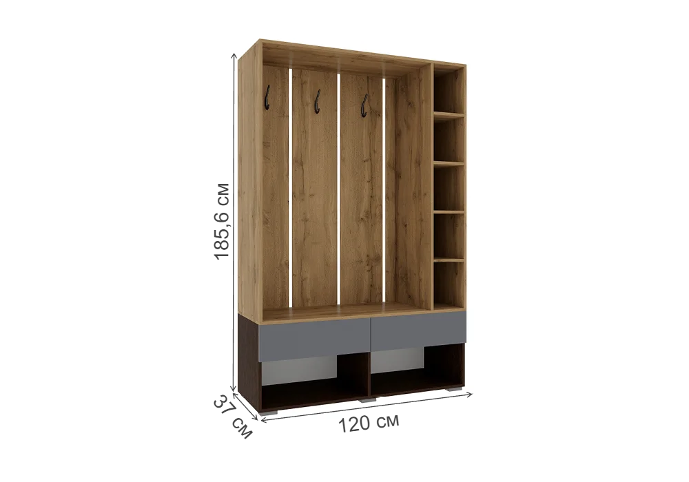 фото прихожая комплектация 3 woodville роут венге / графит софт 596590 | 220svet.ru