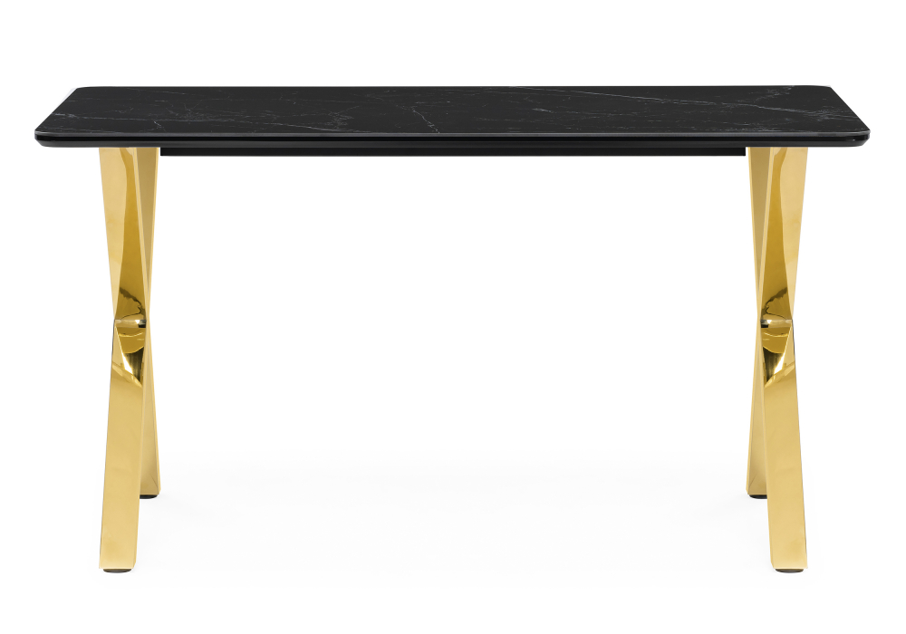 фото керамический стол woodville селена 3 160х90 черный мрамор / золото 606409 | 220svet.ru