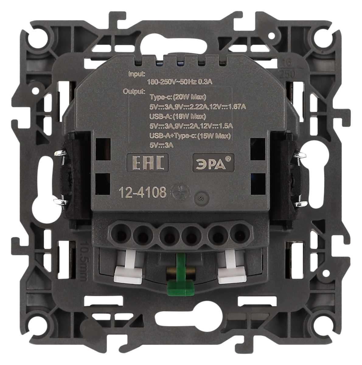 фото розетка эра серия 12 12-4108-16 2p+e 16a-250в со шторками с usb type-a+c 5в-3а титан б0067762 | 220svet.ru