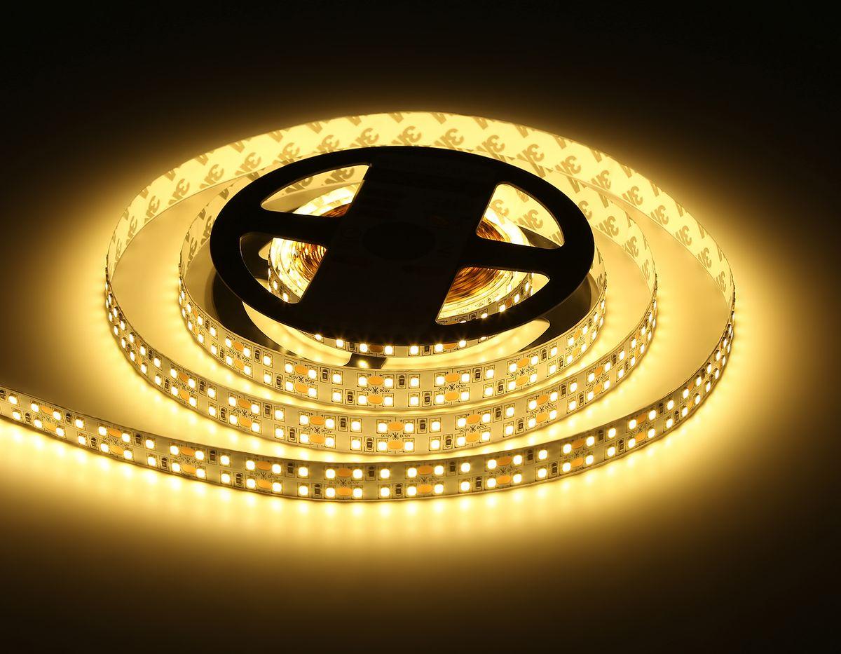 фото светодиодная лента теплый белый ambrella light 19,2w/m 240led/m 2835smd 3000к 5m gs1601 | 220svet.ru