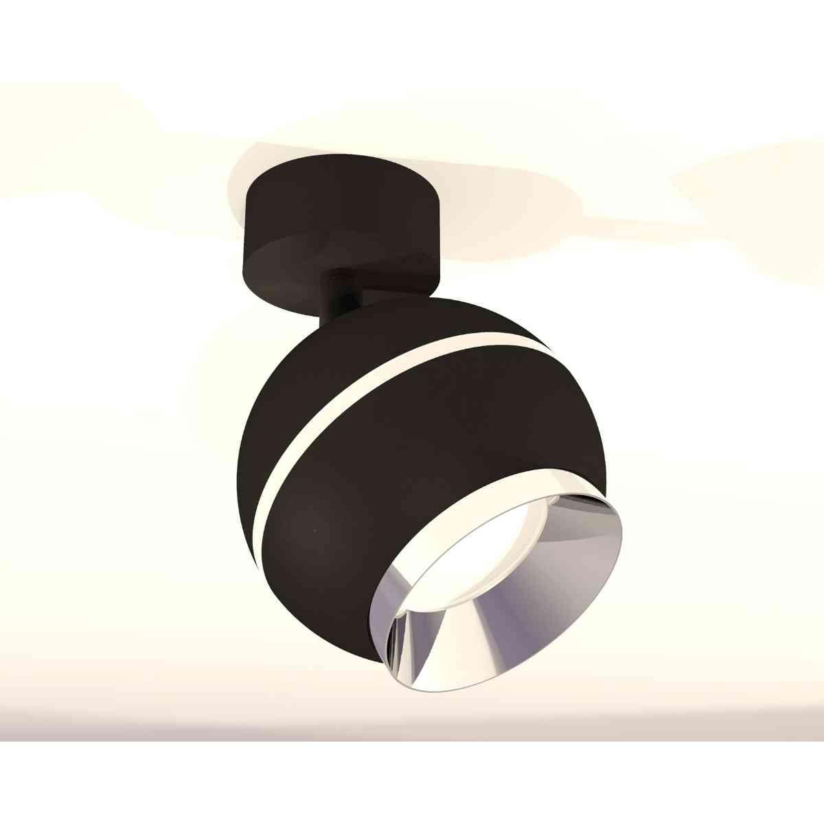 фото комплект накладного светильника ambrella light techno spot xm1102002 sbk/pbk черный песок/серебро полированное (a2210, c1102, n7032) | 220svet.ru
