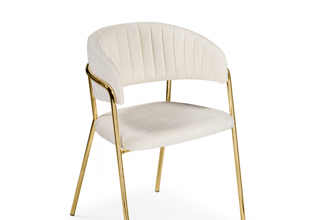 фото стул на металлокаркасе woodville kamelia белый / ткань золотые ножки 15899 | 220svet.ru