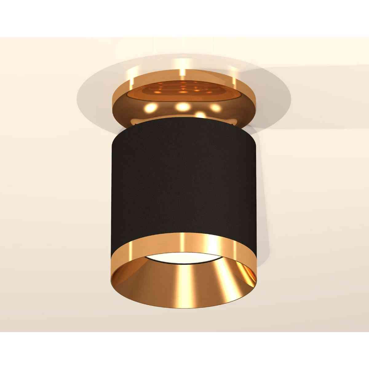 фото комплект накладного светильника ambrella light techno spot xs7402101 sbk/pyg черный песок/золото желтое полированное (n7929, c7402, n7034) | 220svet.ru
