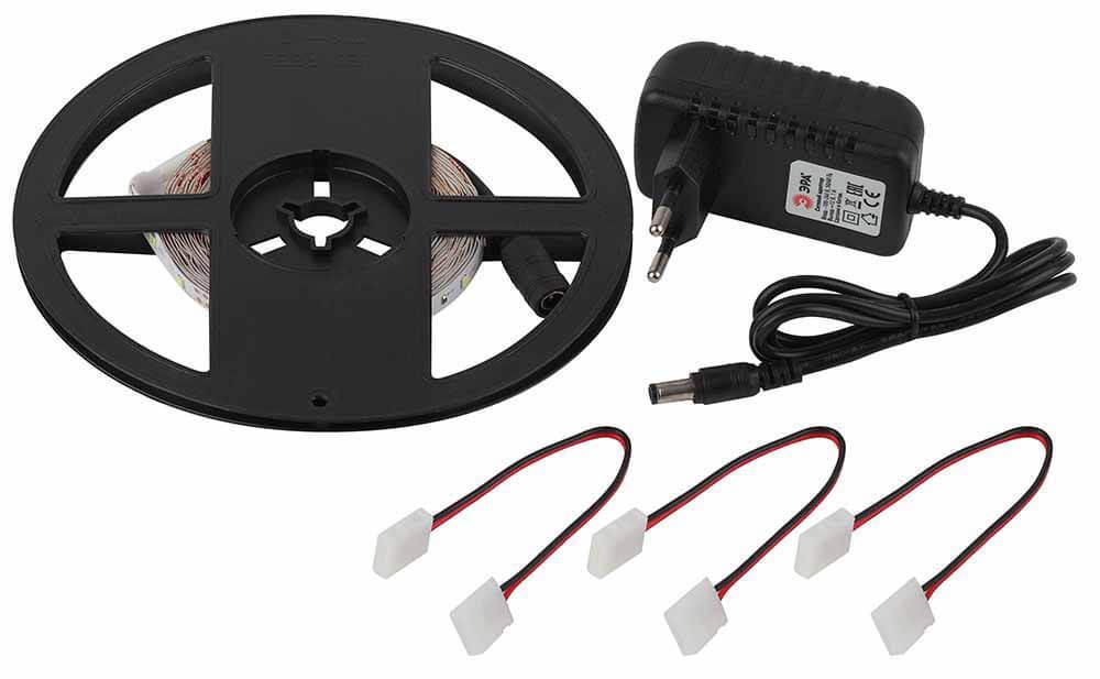 фото светодиодная лента эра 4,8w/m 60led/m 2835smd холодный белый 5m 2835kit-4,8-60-12-ip20-6500-5m б0043061 | 220svet.ru