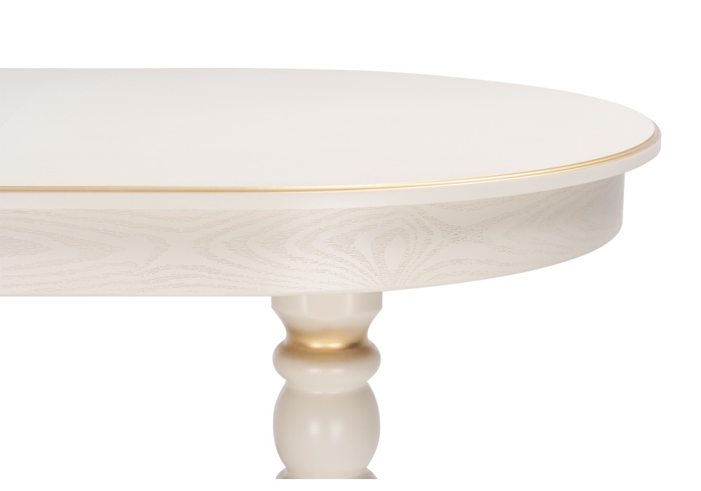 фото стол деревянный woodville дейвер 160(220)х100 слоновая кость / золото 515968 | 220svet.ru