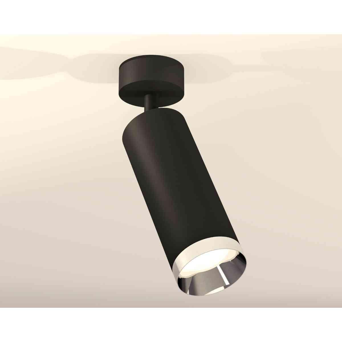 фото комплект накладного светильника ambrella light xm6343003 sbk/psl черный песок/серебро полированное (a2210, c6343, n6132) | 220svet.ru