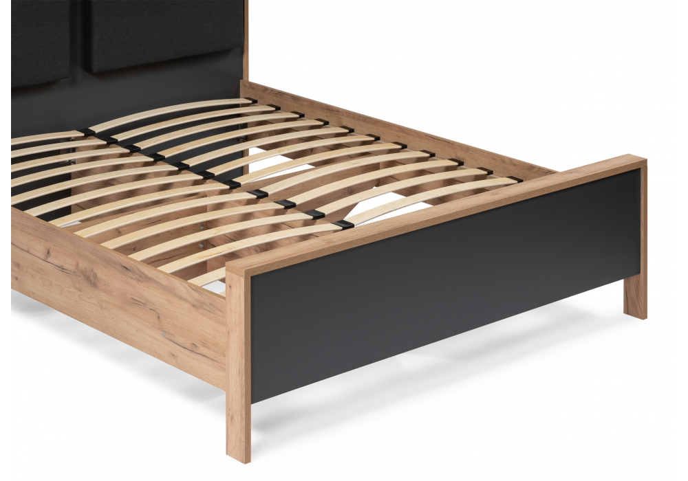 фото двуспальная кровать 180х200 woodville тхан дуб крафт золотой / антрацит 533199 | 220svet.ru