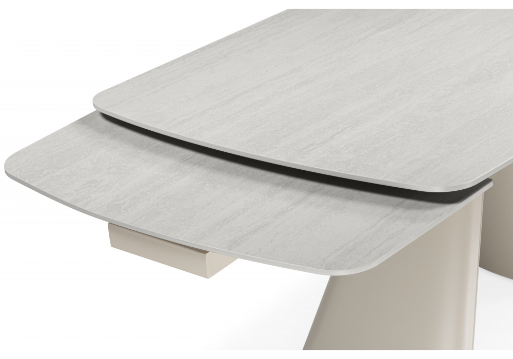 фото керамический стол раскладной woodville grig 165(240)x90 серо-бежевый 15859 | 220svet.ru