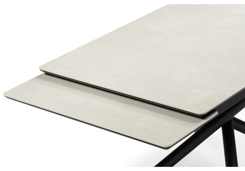 фото керамический стол раскладной woodville мэриан 140 (200) х 80 carmen light grey / черный 625725 | 220svet.ru