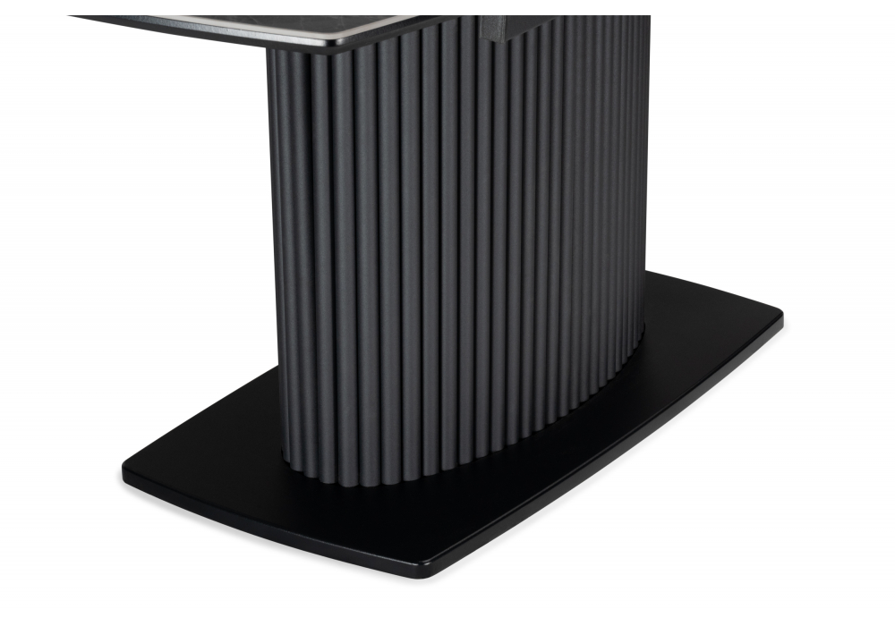 фото керамический стол раскладной woodville фестер 140(180)х80 larka grey / черный 625973 | 220svet.ru