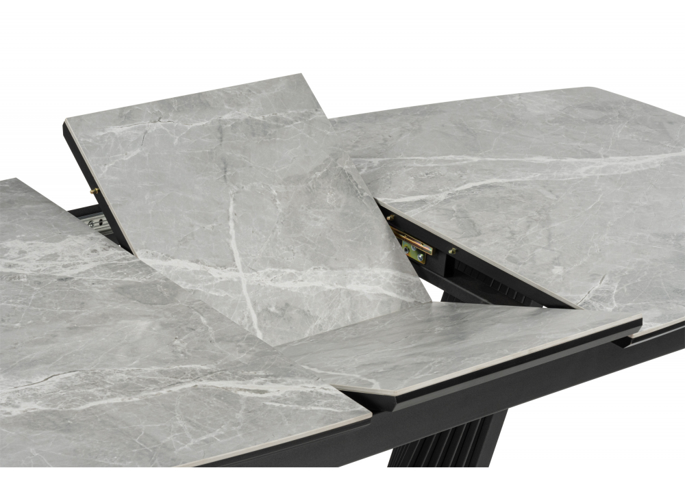 фото керамический стол раскладной 160(205)х89 woodville вейл larka grey / черный 626062 | 220svet.ru