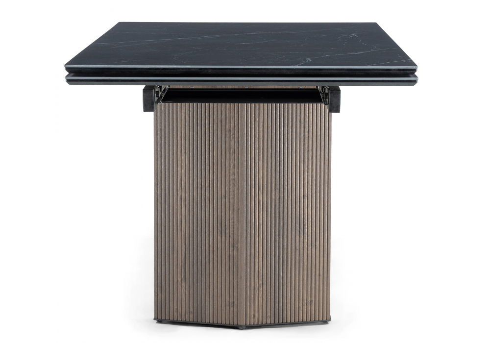 фото керамический стол раскладной woodville монерон черный кварц / орех кантри 621195 | 220svet.ru