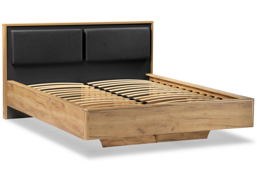 фото полутораспальная кровать 140х200 woodville клауд парящая дуб крафт золотой / антрацит 533088 | 220svet.ru