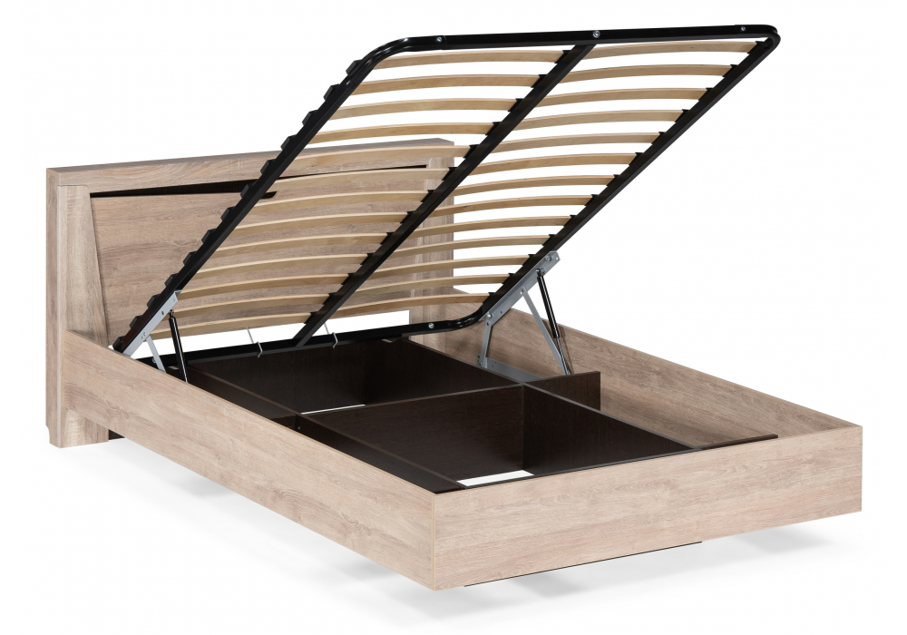 фото двуспальная кровать 160х200 woodville магантия с пм парящая дуб баррик 564779 | 220svet.ru