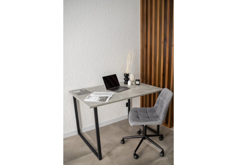 фото стол деревянный woodville лиман 120х80 бетон светлый / черный матовый 615153 | 220svet.ru