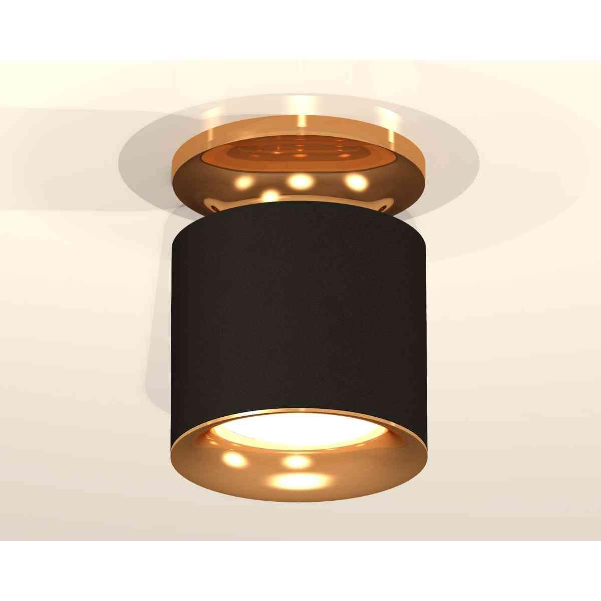 фото комплект накладного светильника ambrella light techno spot xs7402102 sbk/pyg черный песок/золото желтое полированное (n7929, c7402, n7014) | 220svet.ru