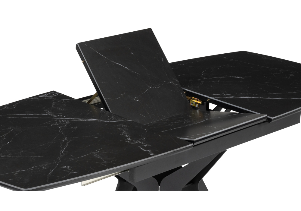 фото керамический стол раскладной woodville риполь 160(205)х89 черный мрамор 625967 | 220svet.ru
