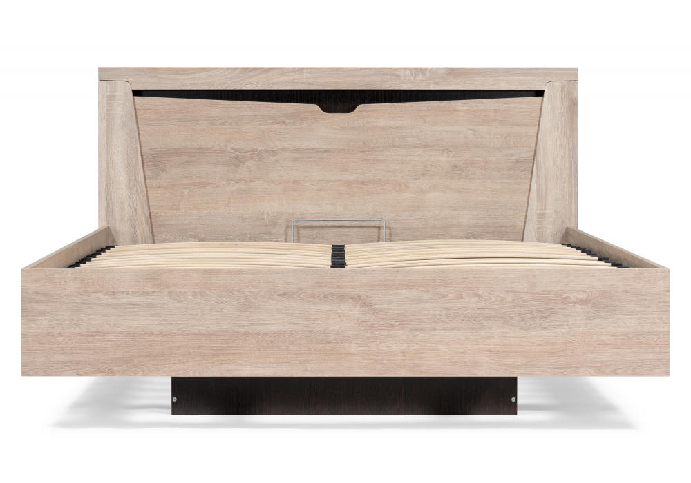 фото двуспальная кровать 160х200 woodville магантия с пм парящая дуб баррик 564779 | 220svet.ru