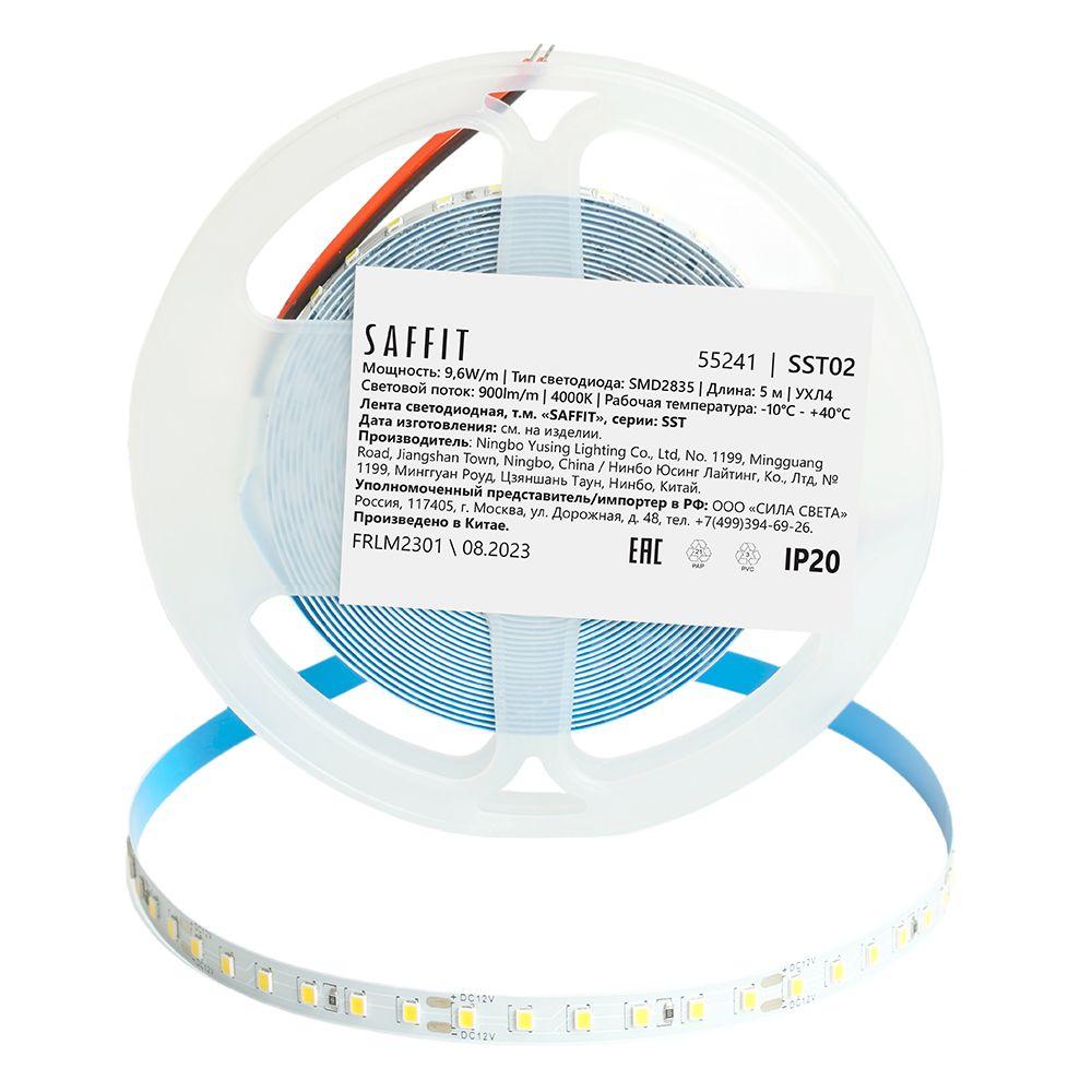 фото светодиодная лента saffit 9,6w/m 120led/m 2835smd дневной белый 5м sst02 55241 | 220svet.ru