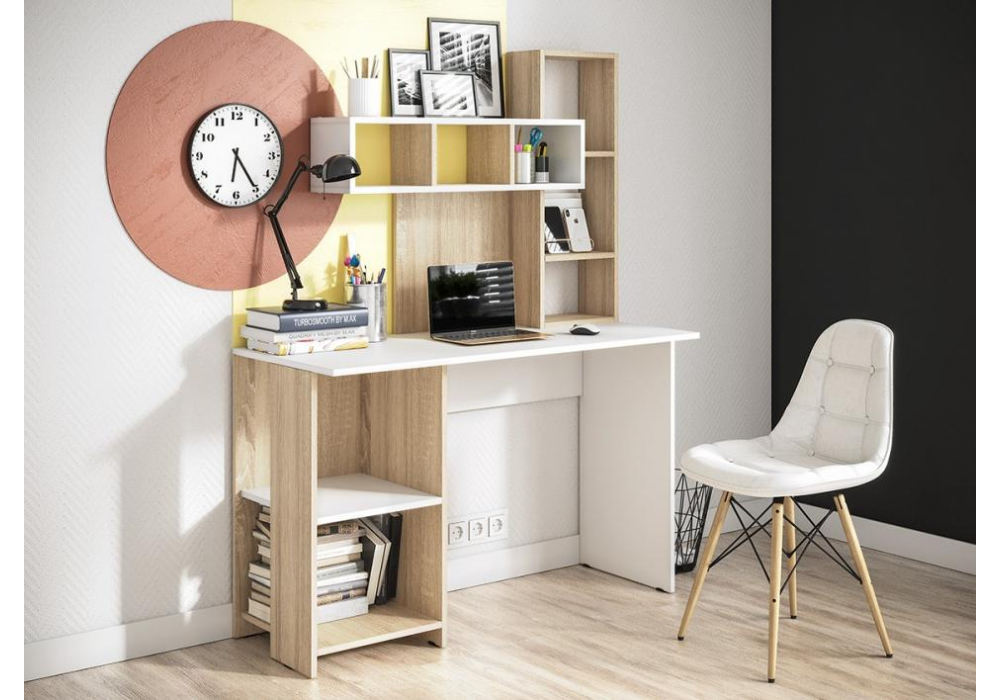 фото компьютерный стол woodville олимп дуб сонома / белый 508504 | 220svet.ru