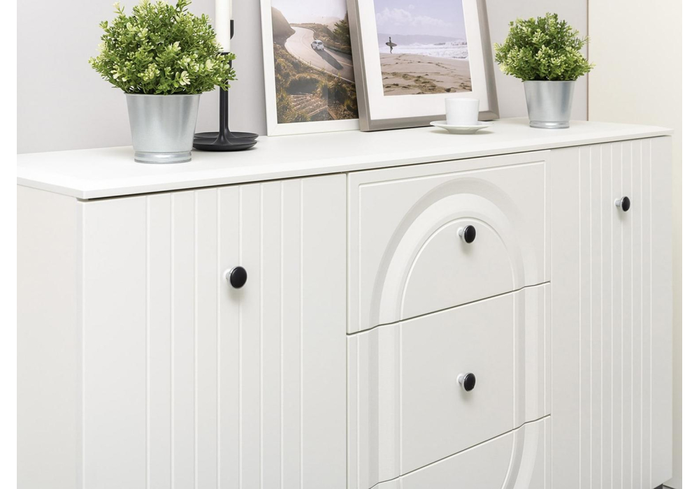 фото комод woodville вестра белая шагрень 457175 | 220svet.ru