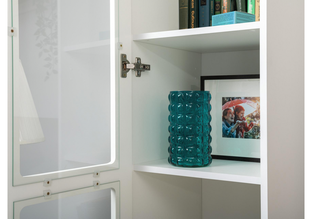 фото шкаф витрина woodville опра белый шагрень / дуб золотой craft 560068 | 220svet.ru