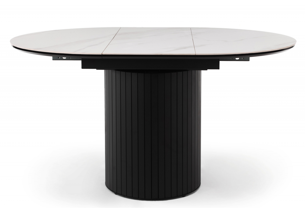 фото керамический стол раскладной woodville лорен 100(140) snow white / черный 664691 | 220svet.ru