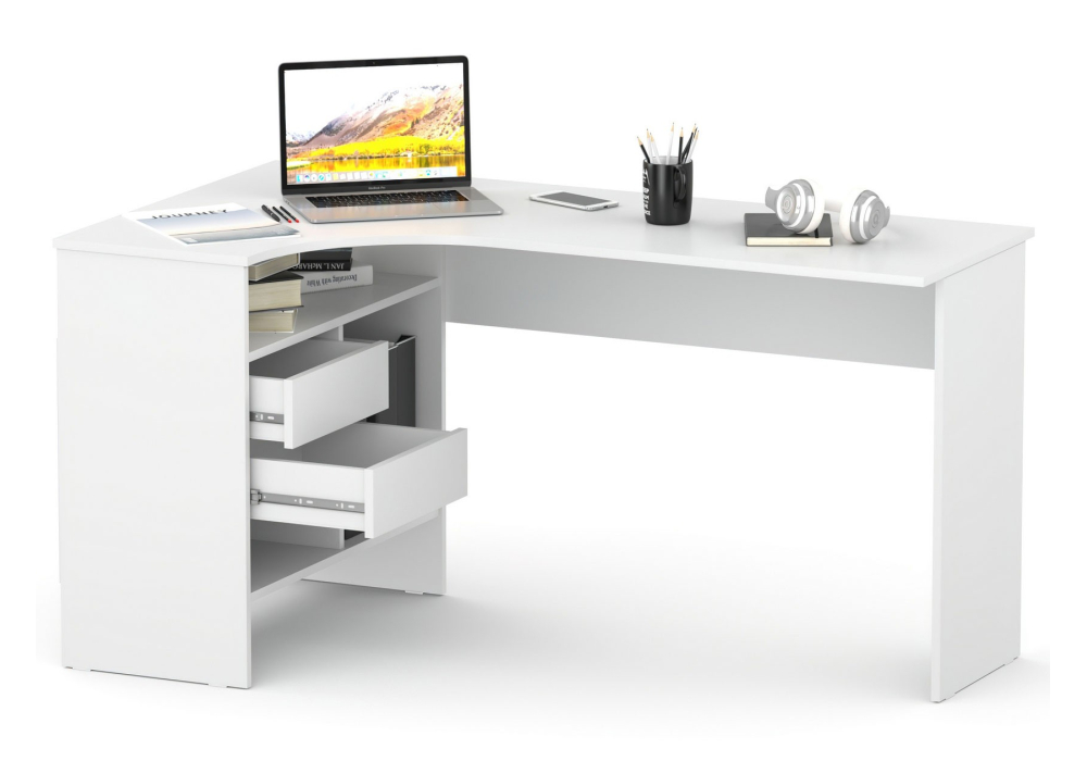 фото письменный стол левый woodville спм-25 белый 445864 | 220svet.ru