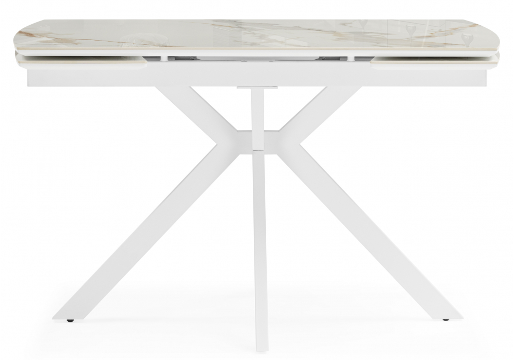 фото керамический стол woodville катчел-2 120(180)x80 calacatta gold / белый 632671 | 220svet.ru