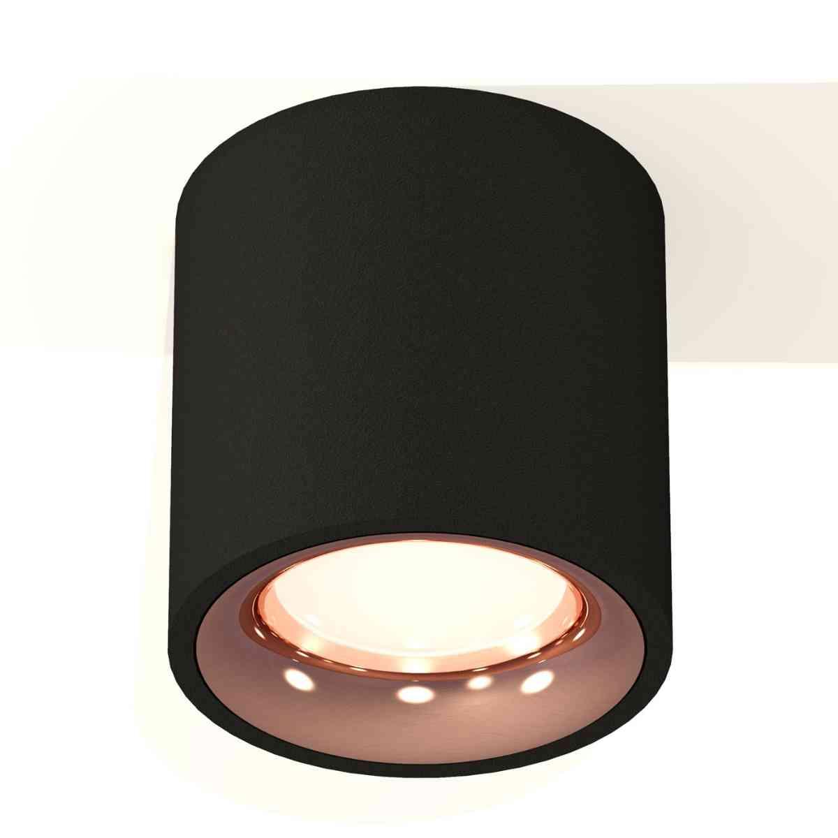 фото комплект накладного светильника ambrella light xs7532025 sbk/ppg черный песок/золото розовое полированное (c7532, n7015) | 220svet.ru
