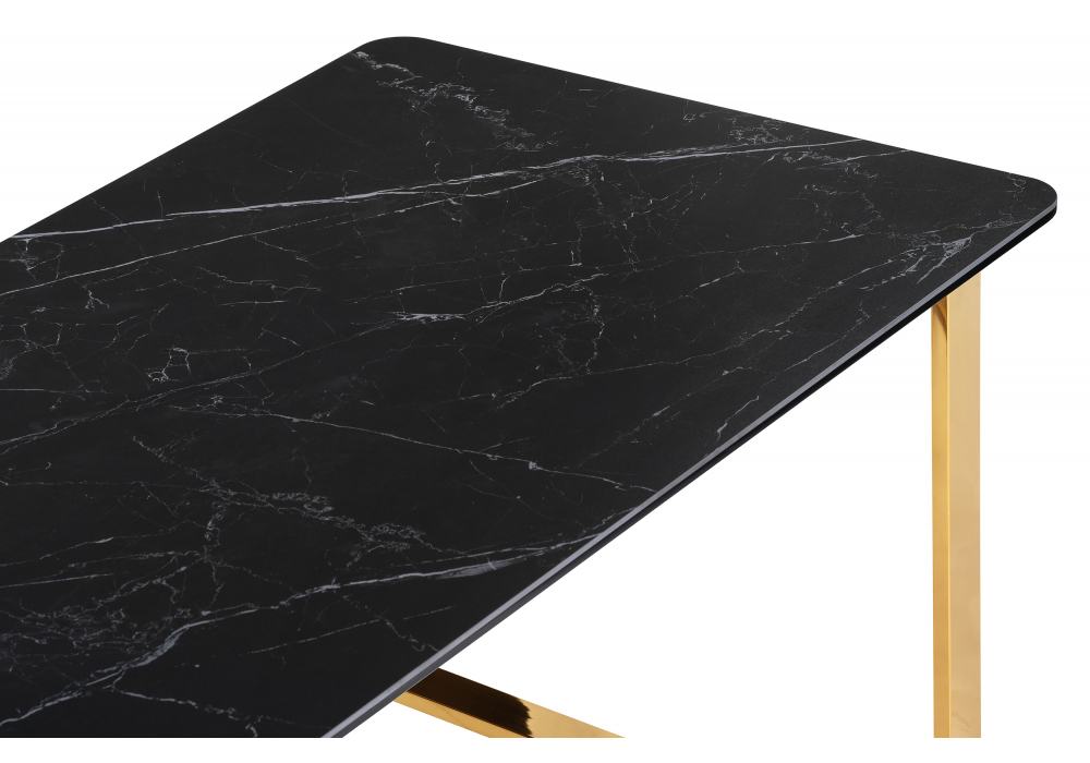 фото керамический стол woodville селена 2 140х80 черный мрамор / золотой 606404 | 220svet.ru