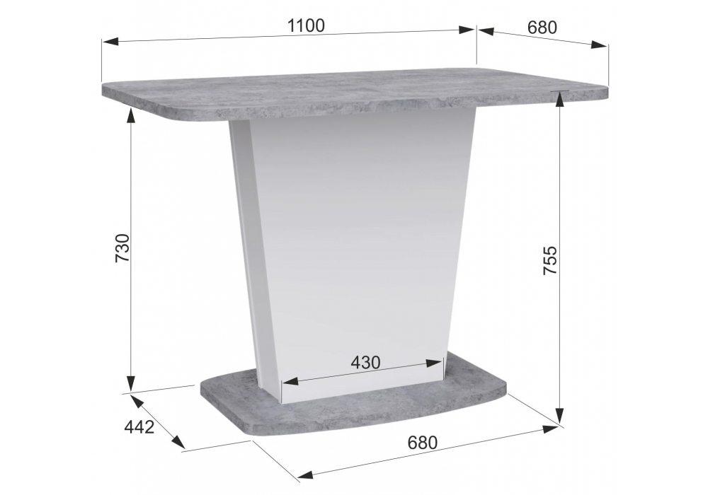 фото стол деревянный раскладной woodville комфорт цемент светлый / белый 608569 | 220svet.ru