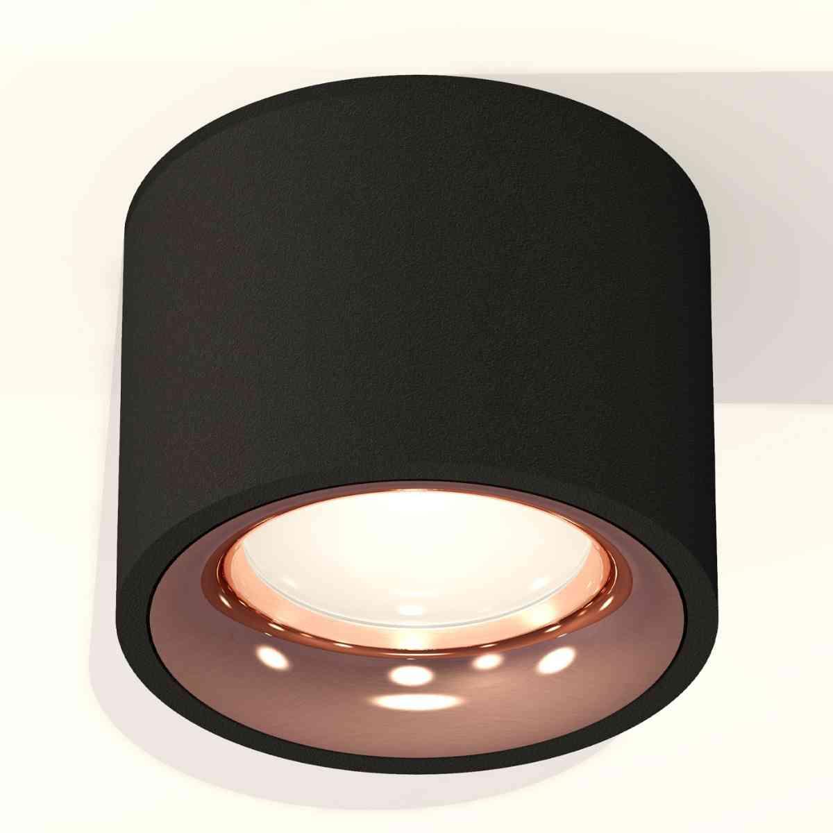 фото комплект накладного светильника ambrella light techno spot xs7511025 sbk/ppg черный песок/золото розовое полированное (c7511, n7015) | 220svet.ru