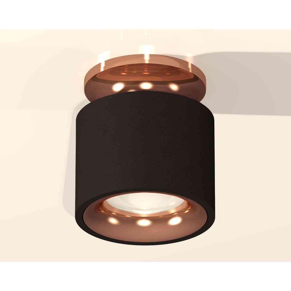 фото комплект накладного светильника ambrella light techno spot xs7511141 sbk/ppg черный песок/золото розовое полированное (n7930, c7511, n7015) | 220svet.ru
