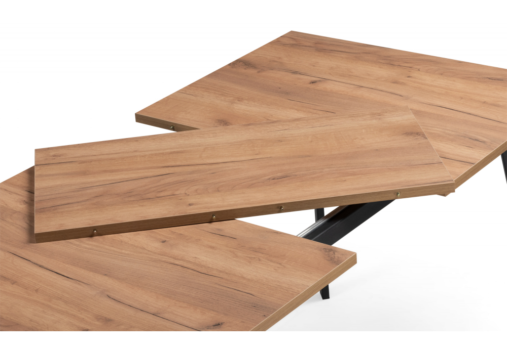 фото стол деревянный раскладной 120 -160x80 woodville кортни дуб крафт золотой / черный матовый 619216 | 220svet.ru