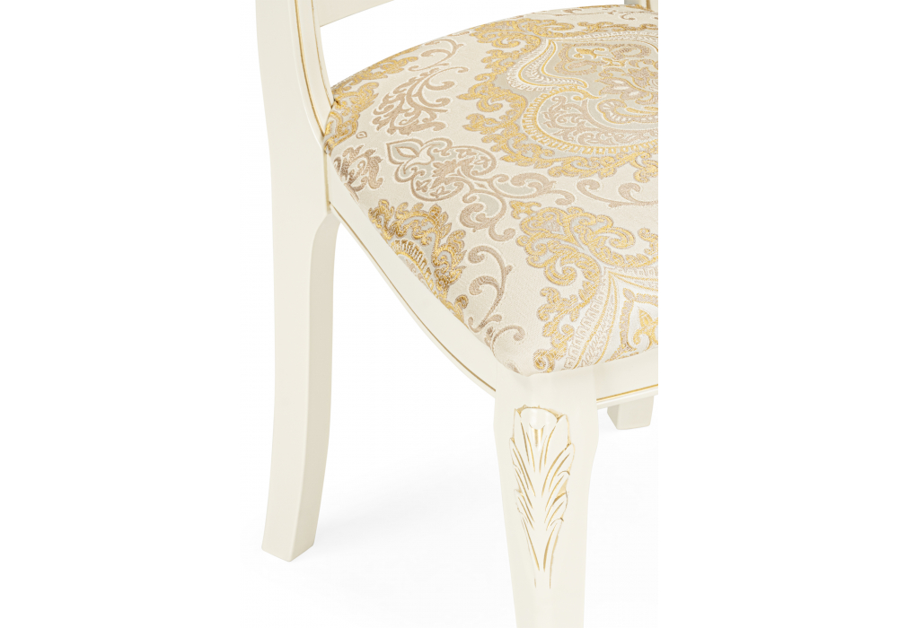 фото стул деревянный woodville керия слоновая кость / золото патина 621205 | 220svet.ru
