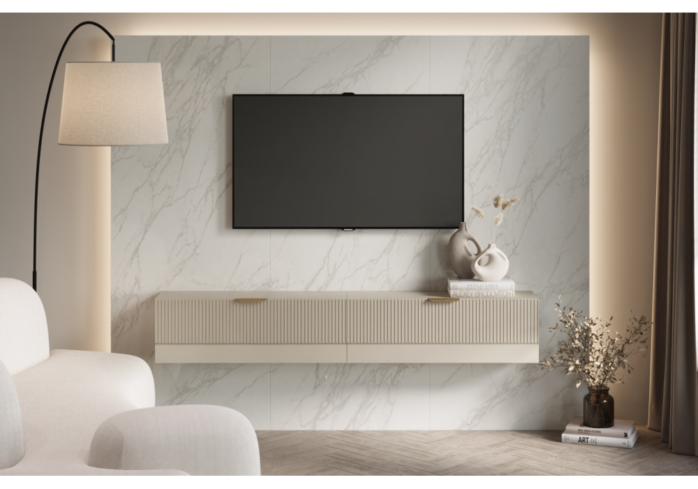 фото тв-тумба woodville леандр 180 бежевый мат-05 / кашемир 679646 | 220svet.ru