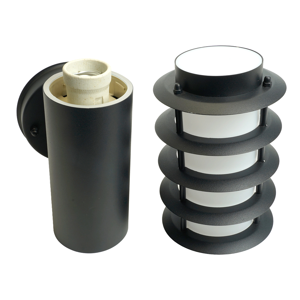 фото светильник садово-парковый feron dh046-b, техно на стену, 18w e27 230v, черный 51526 | 220svet.ru