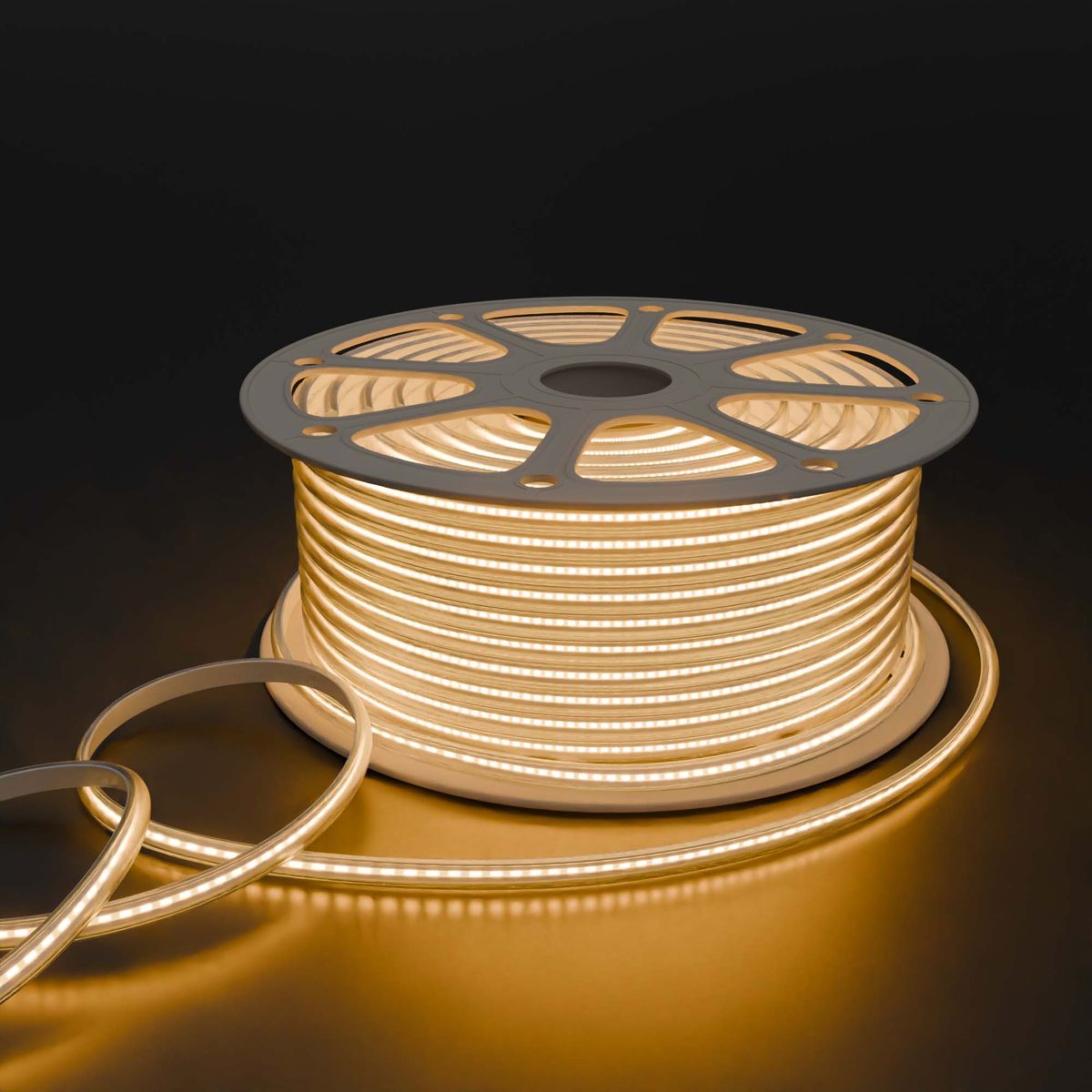 фото влагозащищенная лента apeyron 11w/m 288led/m cob теплый белый 50m 17-54 | 220svet.ru