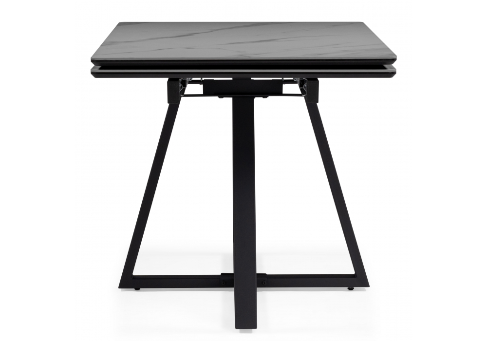 фото керамический стол раскладной 140(200)х80 woodville памелла серый мрамор larka grey / черный 612905 | 220svet.ru