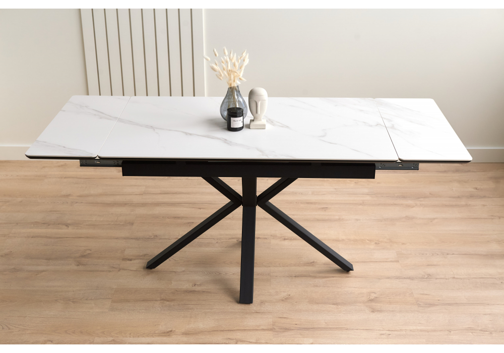 фото керамический стол раскладной 120(180)х80 woodville старлайт snow alpin / черный 622888 | 220svet.ru